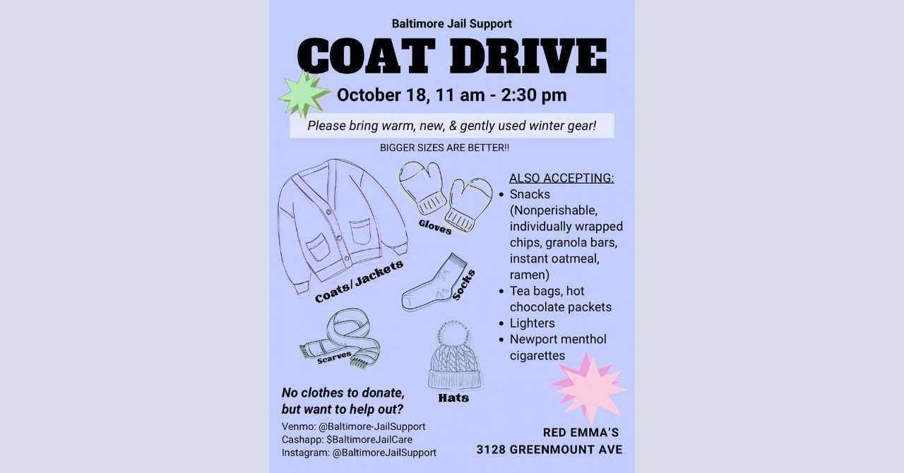 Baltimore Jail Support Coat Drive (October 2026)