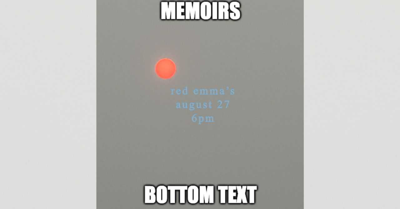 Bottom Text: An Evening of Memoir